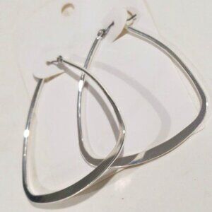 ✨ Elegant Silver-Tone Hoop Drop Earrings - 2-Inch Stylish Statement Jewelry ✨